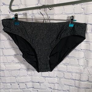 Andie Swim Womens Ribbed Bikini Bottom Black With Metallic Beach Cruise  XL NWT